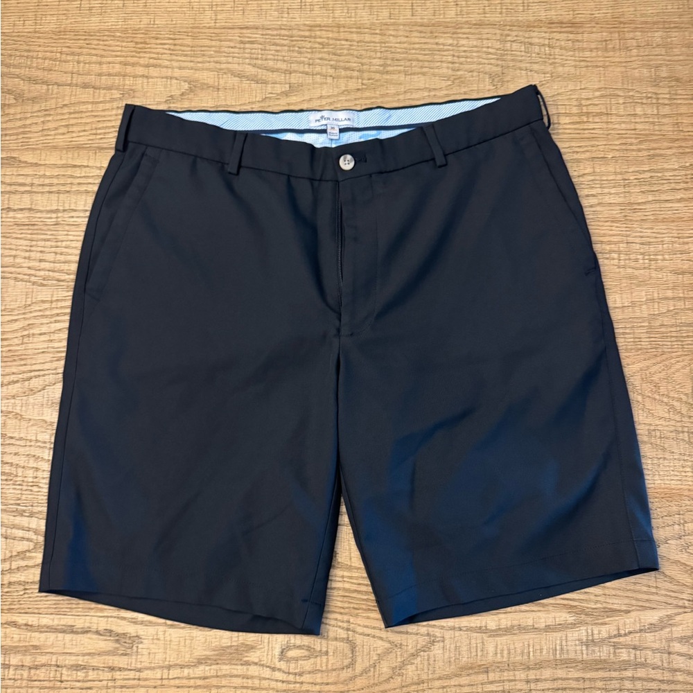 Peter Millar Black Flat Front Shorts Tailored Design